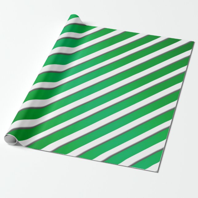 Papier Cadeau Rayures de ruban vert brillant (Déroulé)