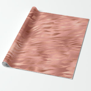Papier Cadeau Rayures de tigre en feuille d'or rose