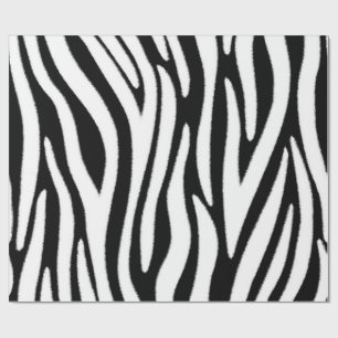 Papier Cadeau Rayures de zèbre en effet de fourrure noir et blan
