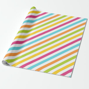 Papier Cadeau Rayures diagonales de couleurs vives