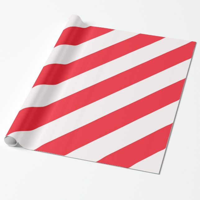 Papier Cadeau Rayures diagonales rouges et blanches de sucre de (Déroulé)