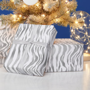 Papier Cadeau Rayures élégantes de zèbre argenté