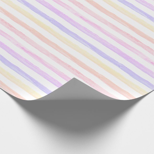 Papier Cadeau Rayures en pastel d'aquarelle (Coin)