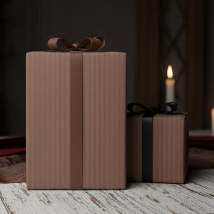 Papier Cadeau Rayures fines Élégantes Brun foncé