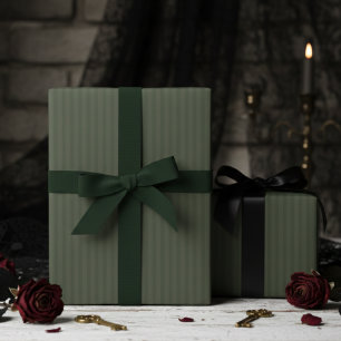 Papier Cadeau Rayures fines vert forêt élégantes