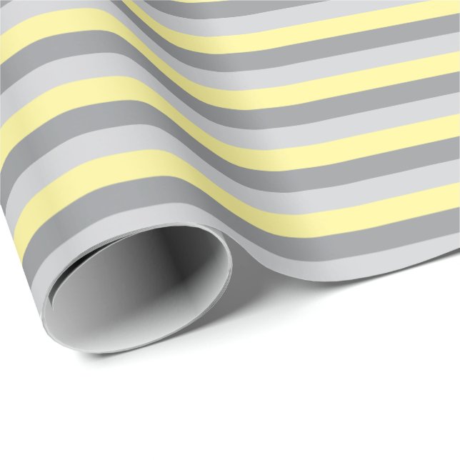 Papier Cadeau Rayures jaunes et grises (Coin rond)