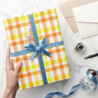 Papier Cadeau Rayures jaunes et oranges
