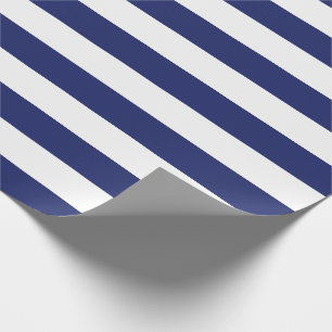 Papier Cadeau Rayures nautiques de bleu marine