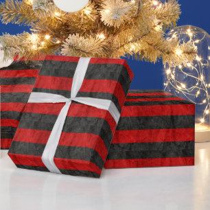 Papier Cadeau Rayures noires et rouges