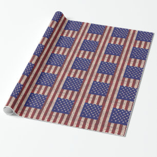Papier Cadeau Rayures orientées et étoiles de drapeau grunge d