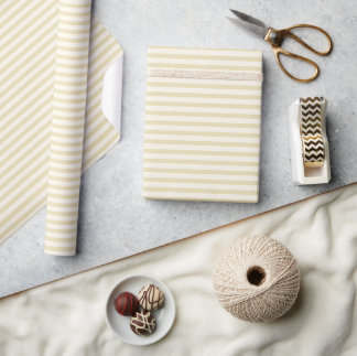 Papier Cadeau Rayures patrimoniales de début d'automne | Blé dor