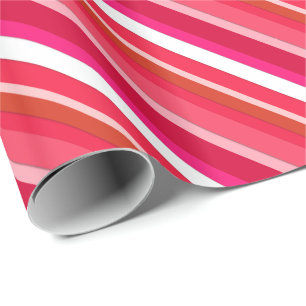 Papier Cadeau Rayures posées de sucrerie - rouge, rose et blanc