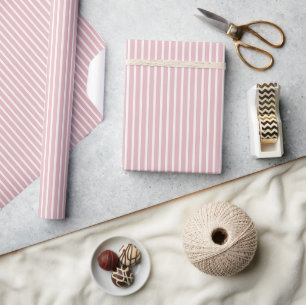 Papier Cadeau Rayures raffinées de début d'automne Rose atténu