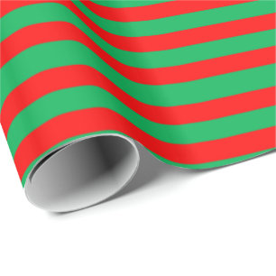 Papier Cadeau Rayures rouges et vertes de fête