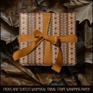 Papier Cadeau Rayures tribales fantaisistes de grenouilles et de