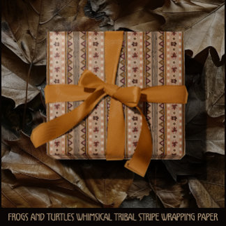 Papier Cadeau Rayures tribales fantaisistes de grenouilles et de