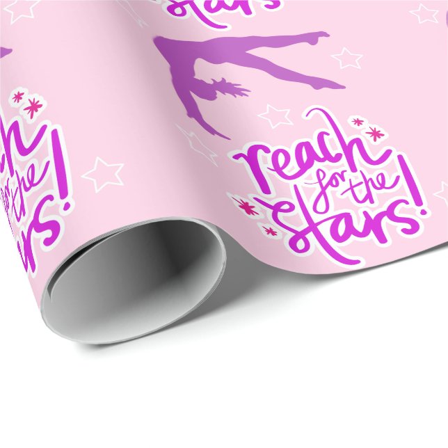 Papier Cadeau Reach for the Stars Gymnastique Tumbling (Coin rond)