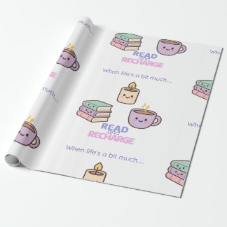 Papier Cadeau Read And Recharge Wrapping Paper Kawaii Book Lover