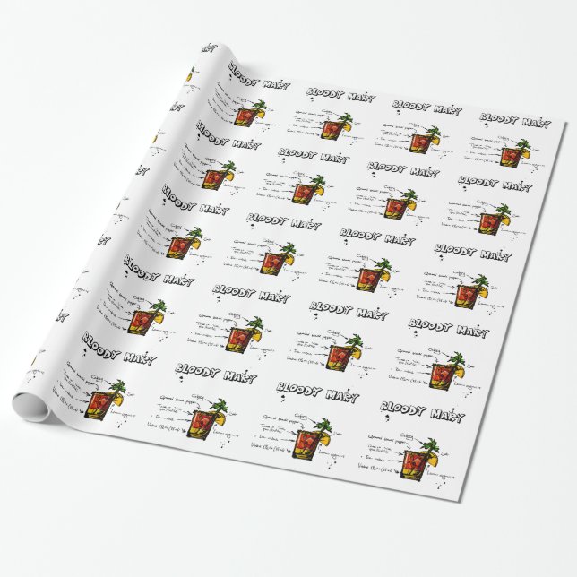 Papier Cadeau Recette de cocktail de Mary sanglante (Déroulé)