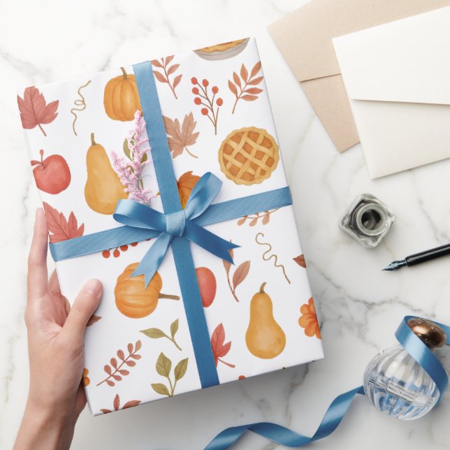 Papier Cadeau Récolte d'automne - Feuilles d'automne, Citrouille (Cadeaux)