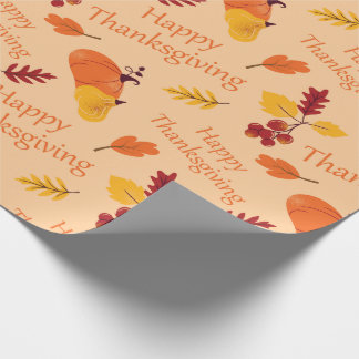 Papier Cadeau Récolte de bon thanksgiving Citrouilles et feuille