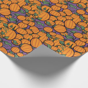 Papier Cadeau Récolte de citrouille sur le pourpre