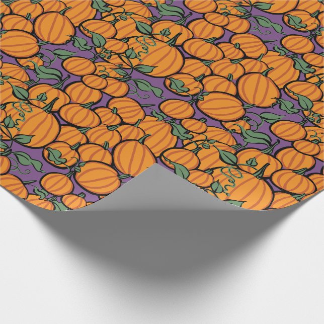 Papier Cadeau Récolte de citrouille sur le pourpre (Coin)