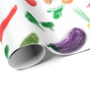 Papier Cadeau Récolte légumes tomate poivre carottes champignon