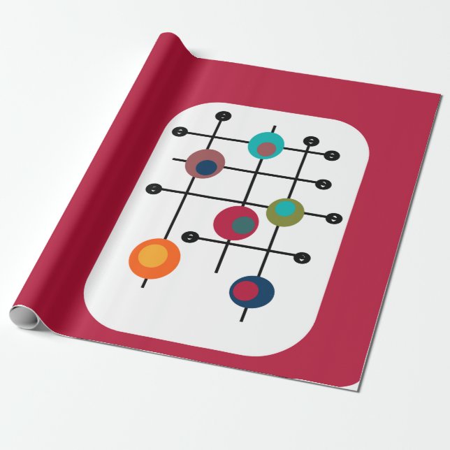 Papier Cadeau Rectangle du milieu du siècle (Déroulé)