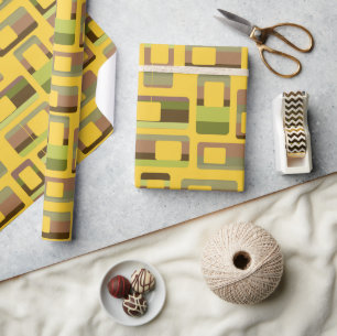 Papier Cadeau Rectangles à bandes d'or