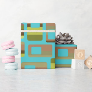 Papier Cadeau Rectangles à bandes turquoise
