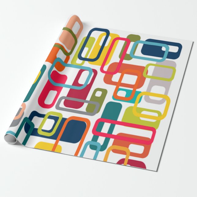 Papier Cadeau Rectangles modernes du milieu du siècle (Déroulé)