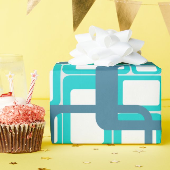 Papier Cadeau Rectangles modernes ouvertes du milieu du siècle (Fête d'anniversaire)