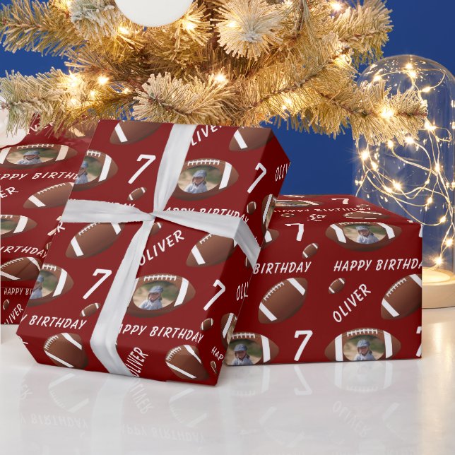Papier Cadeau Red American Football Ball Joyeux Anniversaire Pho (Vacances)