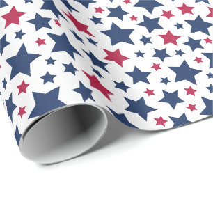 Papier Cadeau Red and Blue Stars - motif de drapeau américain