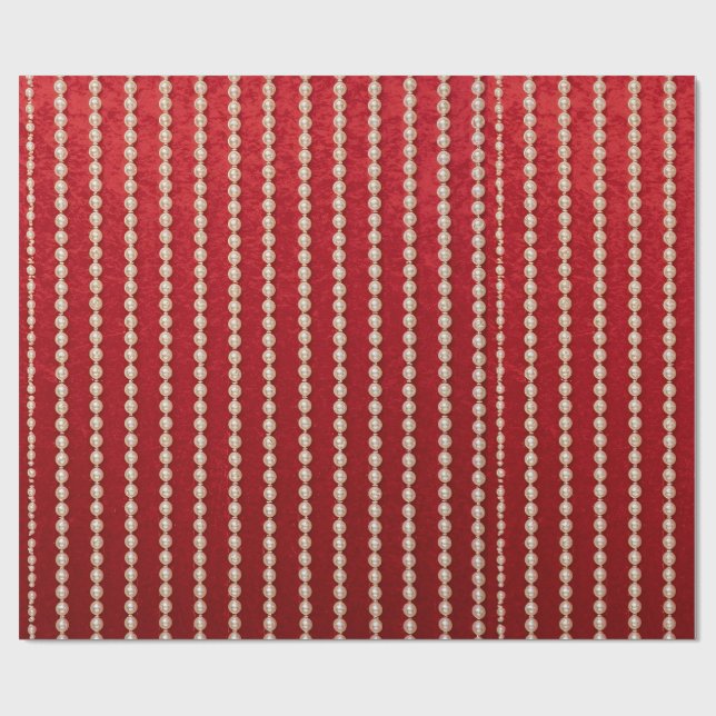 Papier Cadeau Red and White Velvet-look Pearl Design (Plat)