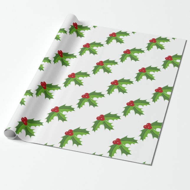 Papier Cadeau Red Berry Holly (Déroulé)