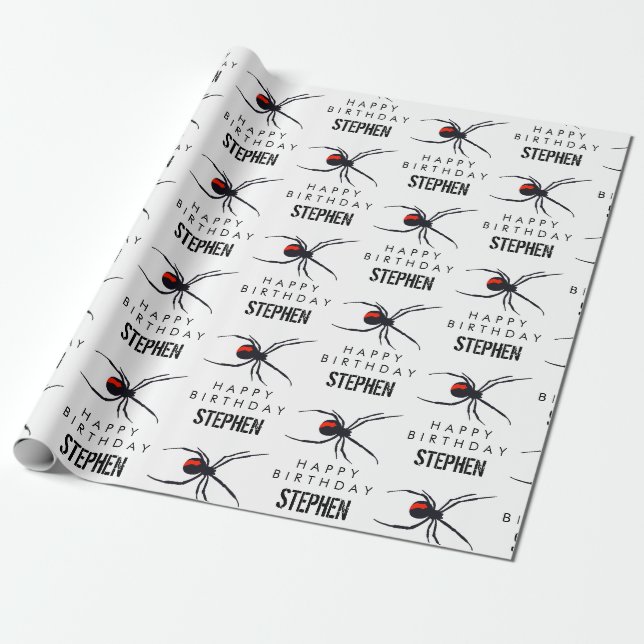 Papier Cadeau Red & Black Spider Fête d'anniversaire Thème et no (Déroulé)