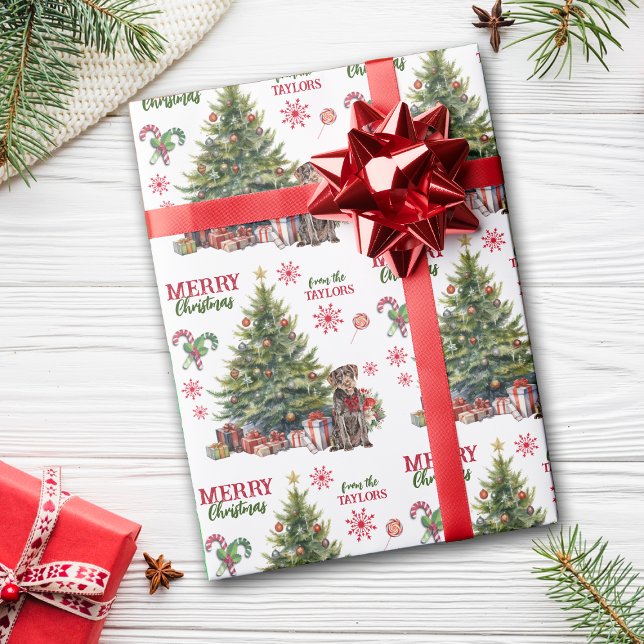 Papier Cadeau Red Bow À poils durs Pointer Chien de vacances arb (Créateur téléchargé)