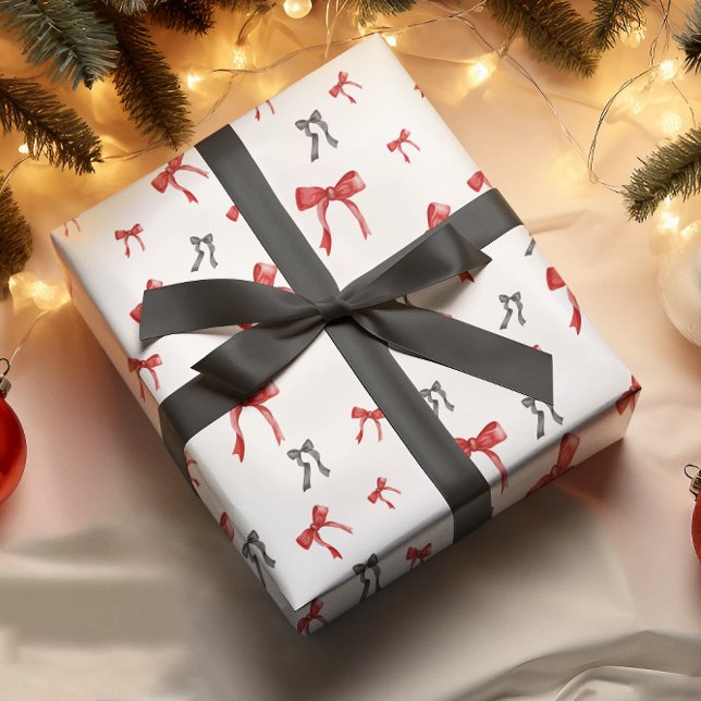 Papier Cadeau Red Bow Black Bow Vacances Noël Papier d'enveloppe (Créateur téléchargé)