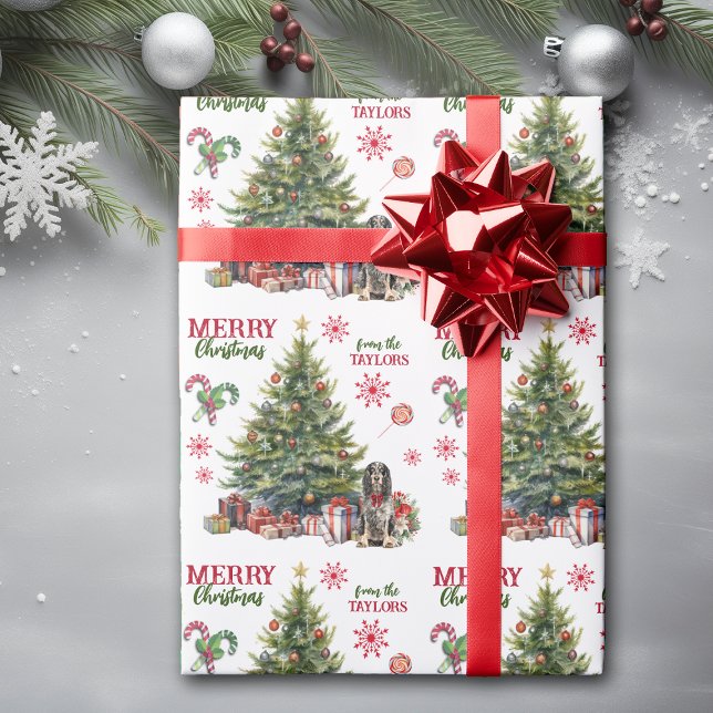 Papier Cadeau Red Bow Springer Spaniel Chien de vacances arbre (Créateur téléchargé)