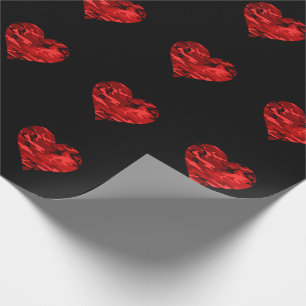 Papier Cadeau Red Camo Hearts Valentine Linen Papier d'enveloppe
