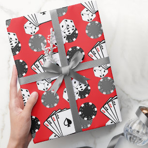 Papier Cadeau Red Casino Poker Party Enveloppement Papier