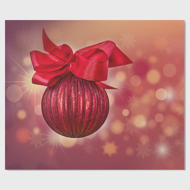 Papier Cadeau Red Christmas Balls Bokeh Company (Plat)