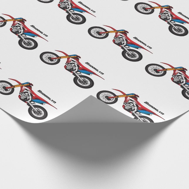 Papier Cadeau Red dirt bike motorcycle (Coin)