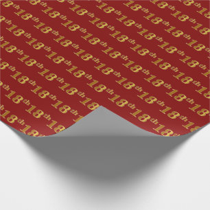 Papier Cadeau Red, Faux Gold 18e (dix-huitième)