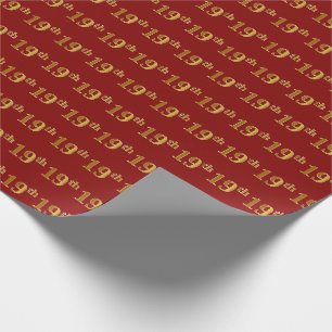Papier Cadeau Red, Faux Gold 19th (dix-neuvième) Event