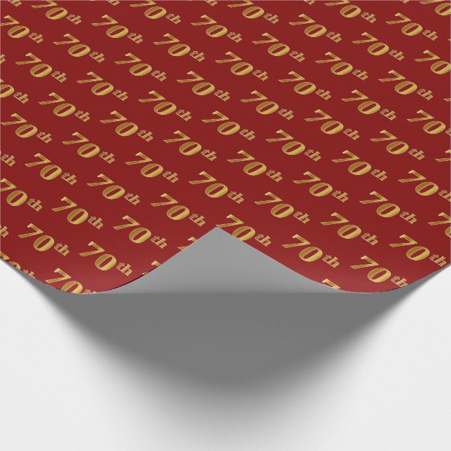 Papier Cadeau Red, Faux Gold 70th (Seveneth) (Coin)