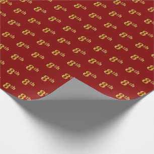 Papier Cadeau Red, Faux Gold 8th (Huitième) Event