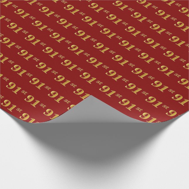 Papier Cadeau Red, Faux Gold 91st (Quatre-vingt-onze) (Coin)